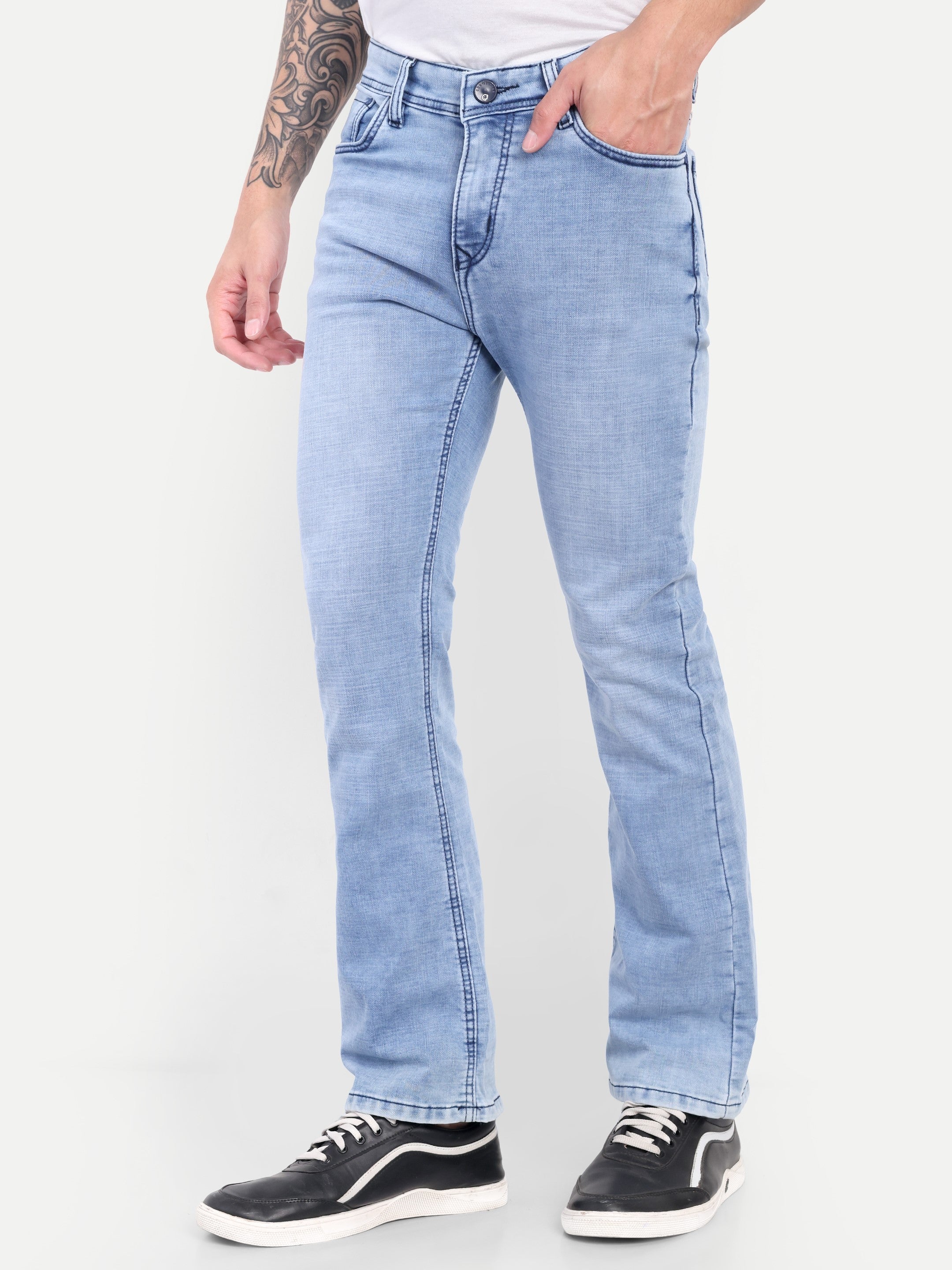 Sky Blue Men's  Bell Bottom  jeans