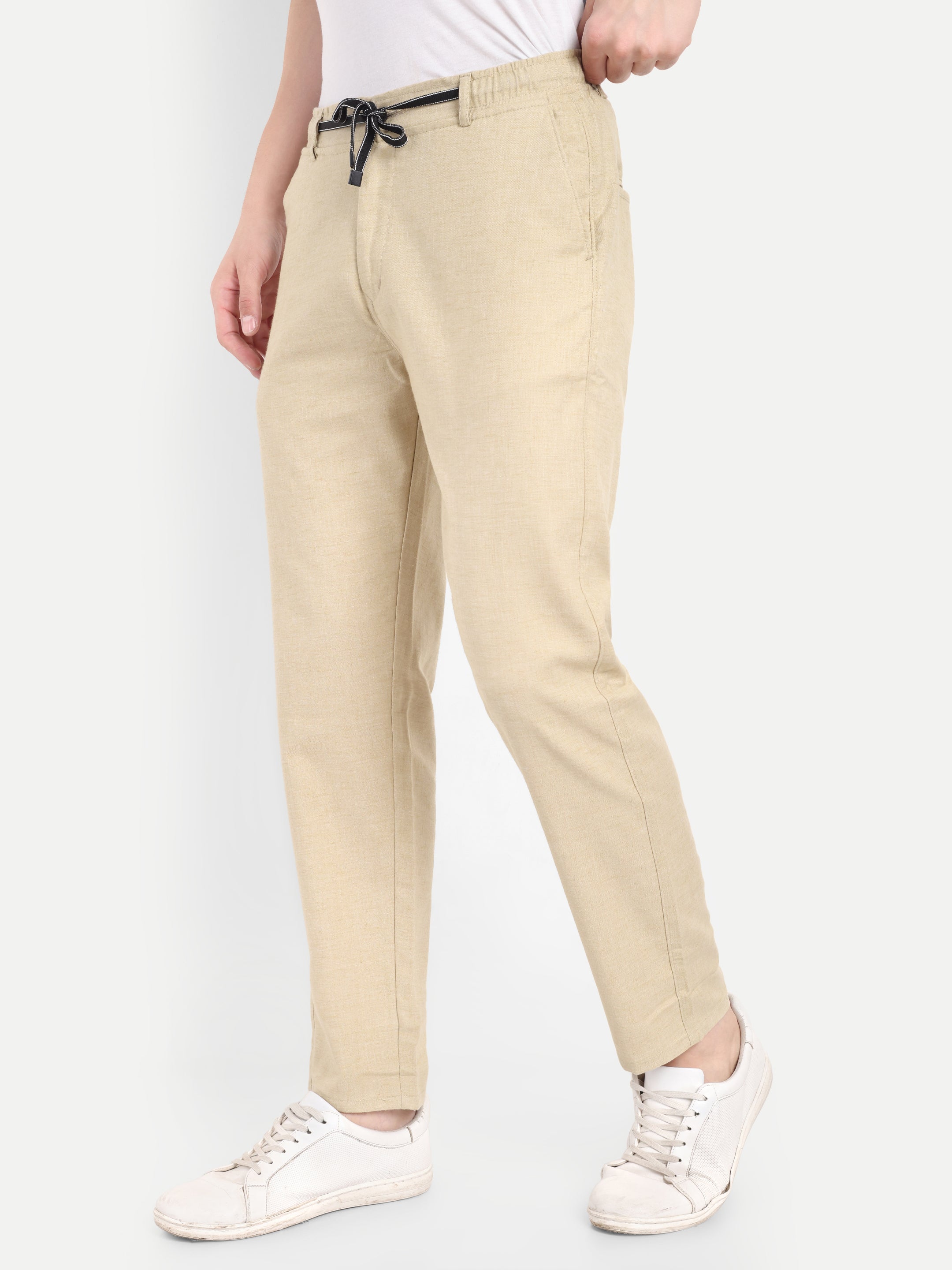 Beige Pant original linen, lightweight, stretchable, 100% safe dye, 6 pockets, clean look