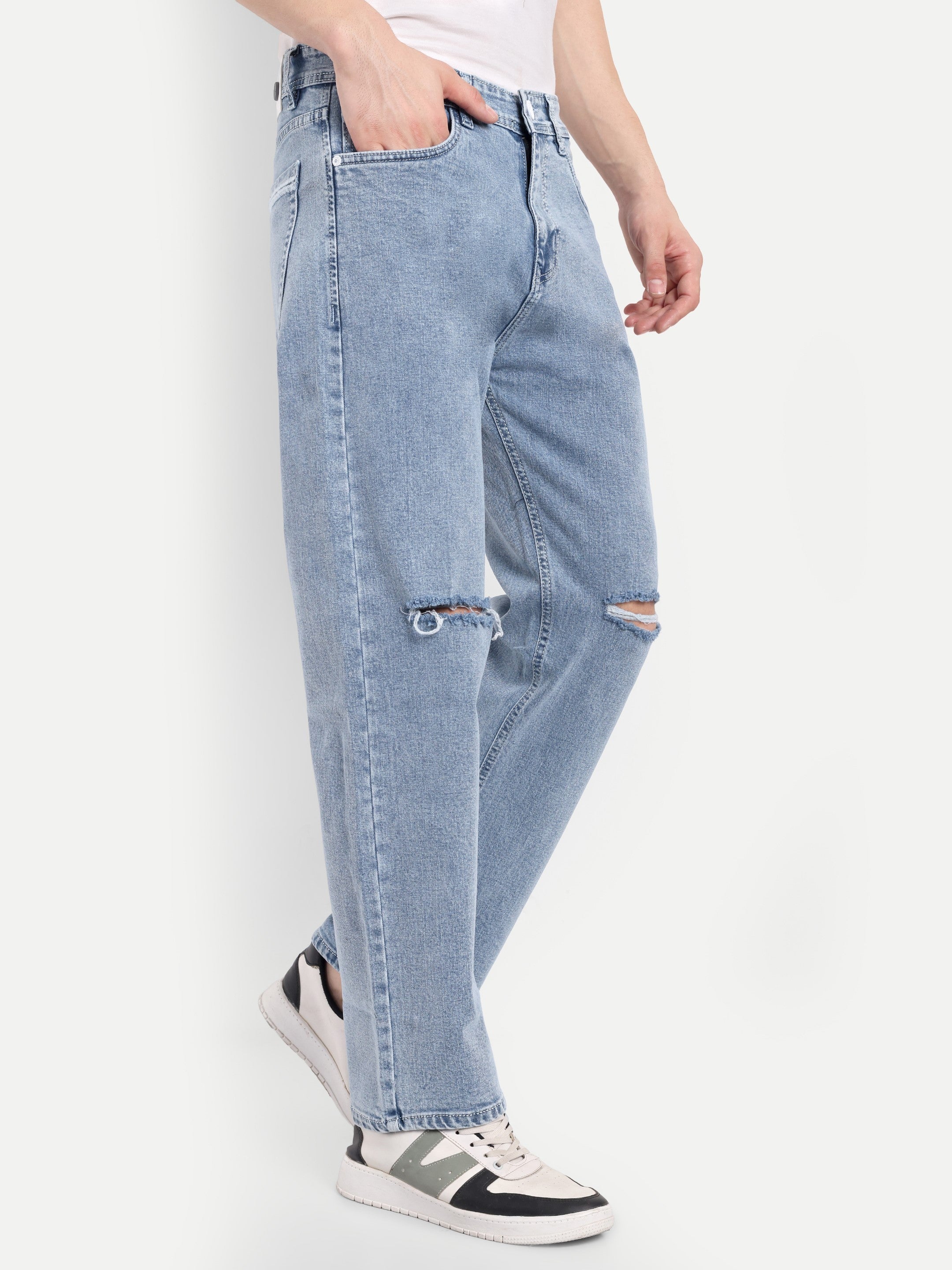 Ice Blue Stretchable Pants