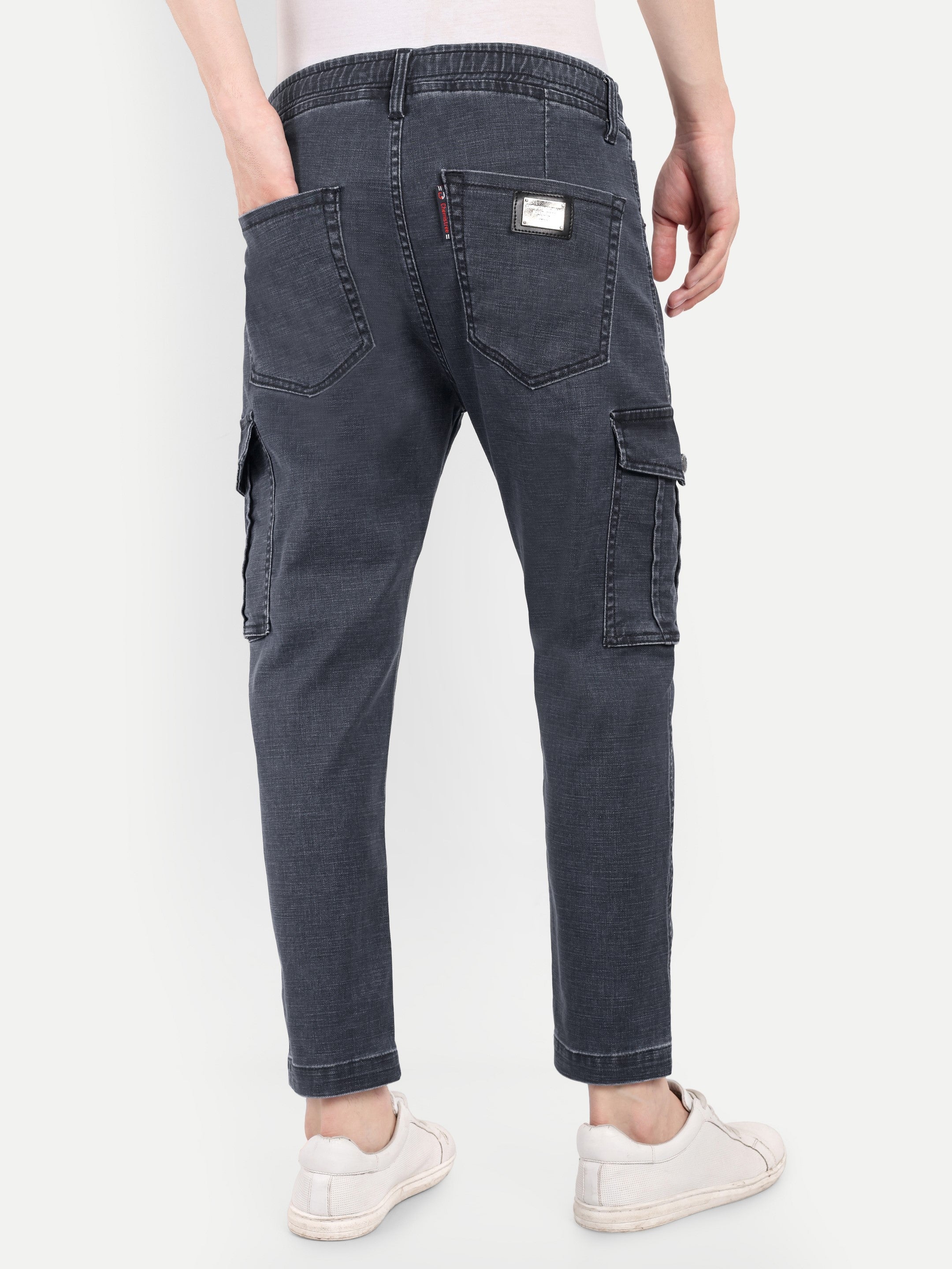 Ash Black Men's Denim Cargo | Carrot Fit