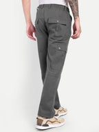 Men’s Grey Utility Cargo Pants with Drawstring Waist