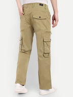 Khaki straight fit cargo for men | High GSM