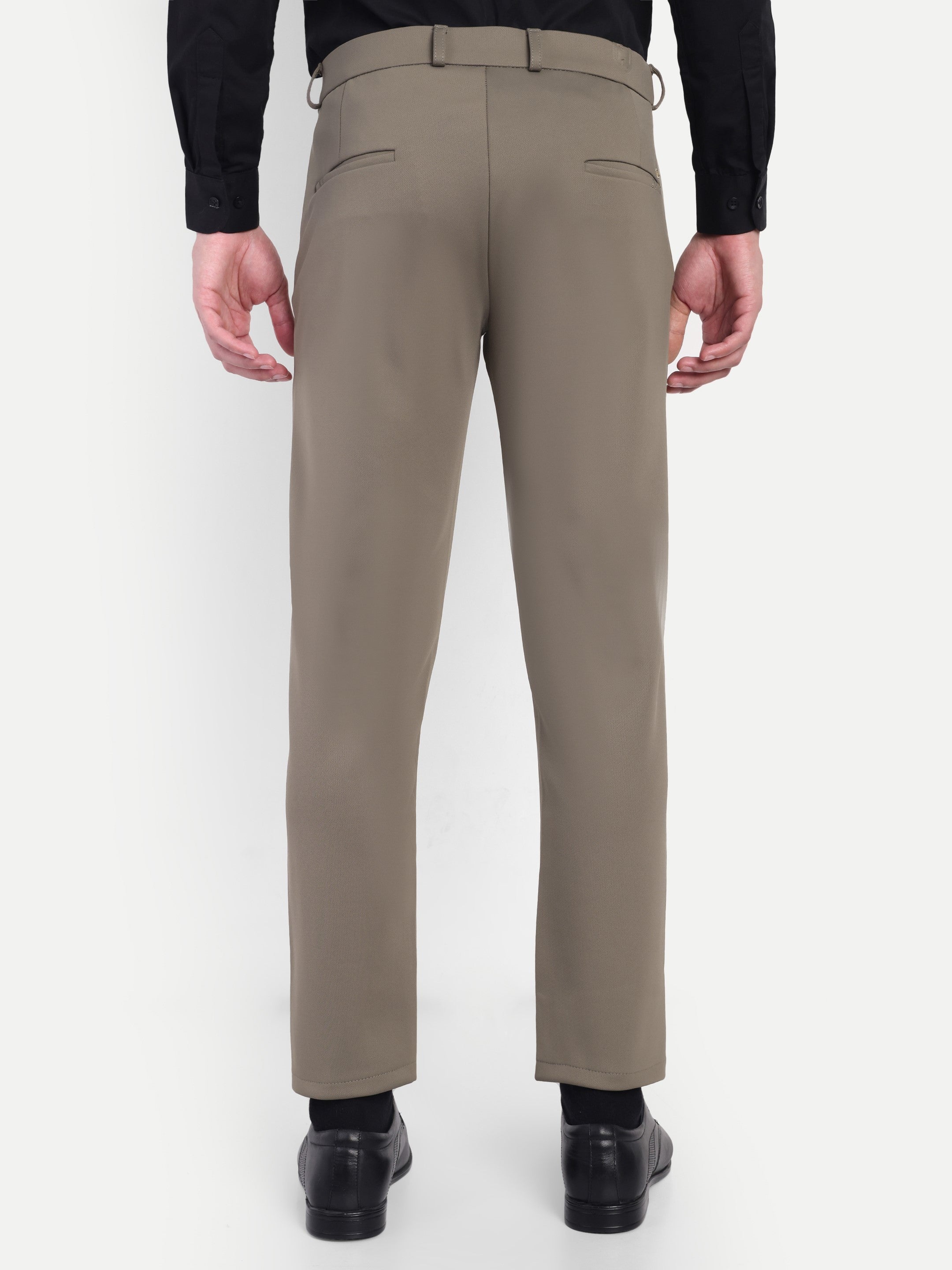 Men’s 4-way Taupe coloured Trousers | Office and Party wear