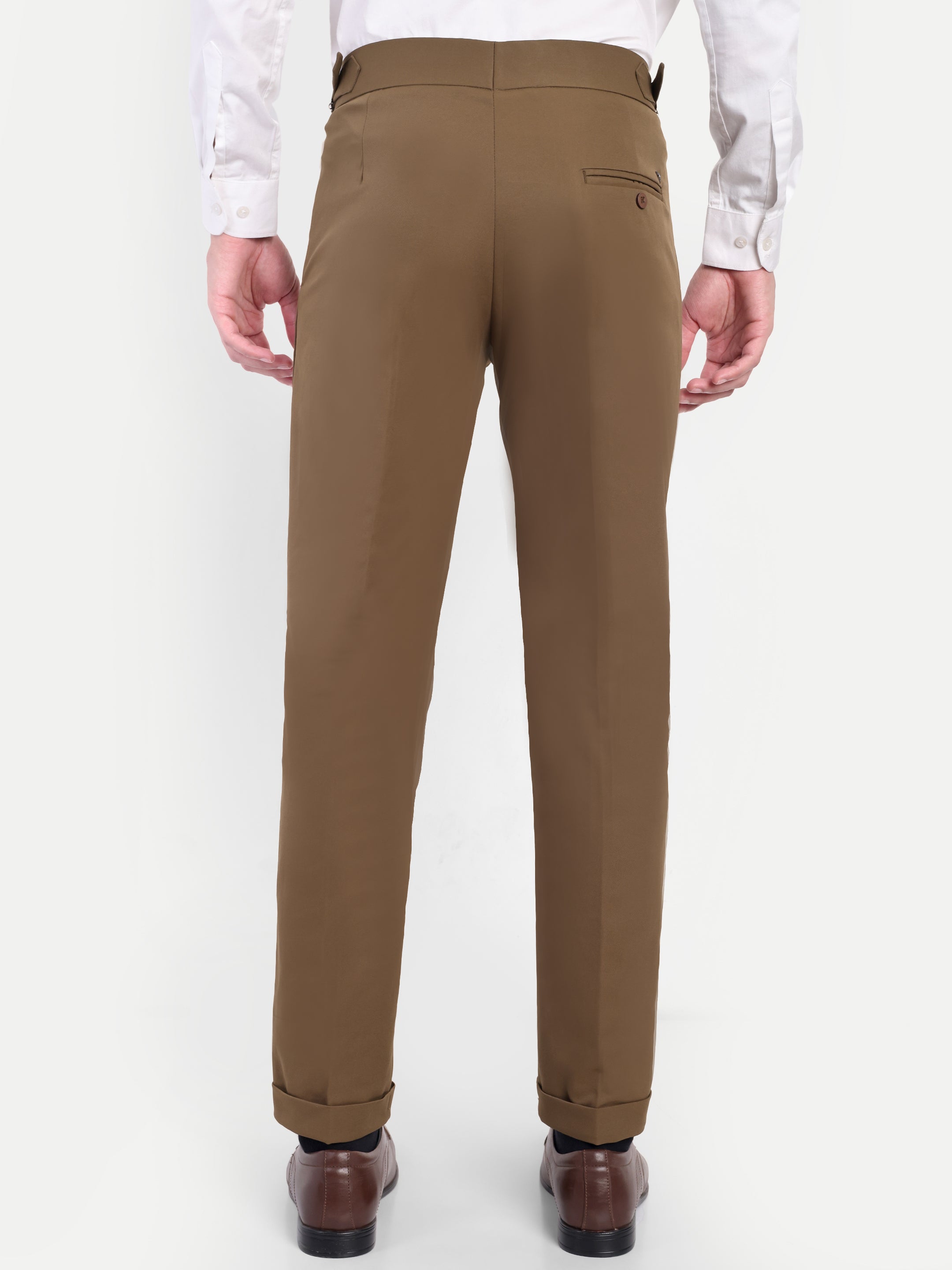 Earth Brown Men's Gurkha trousers| Office & Party Wear | Carrot Fit