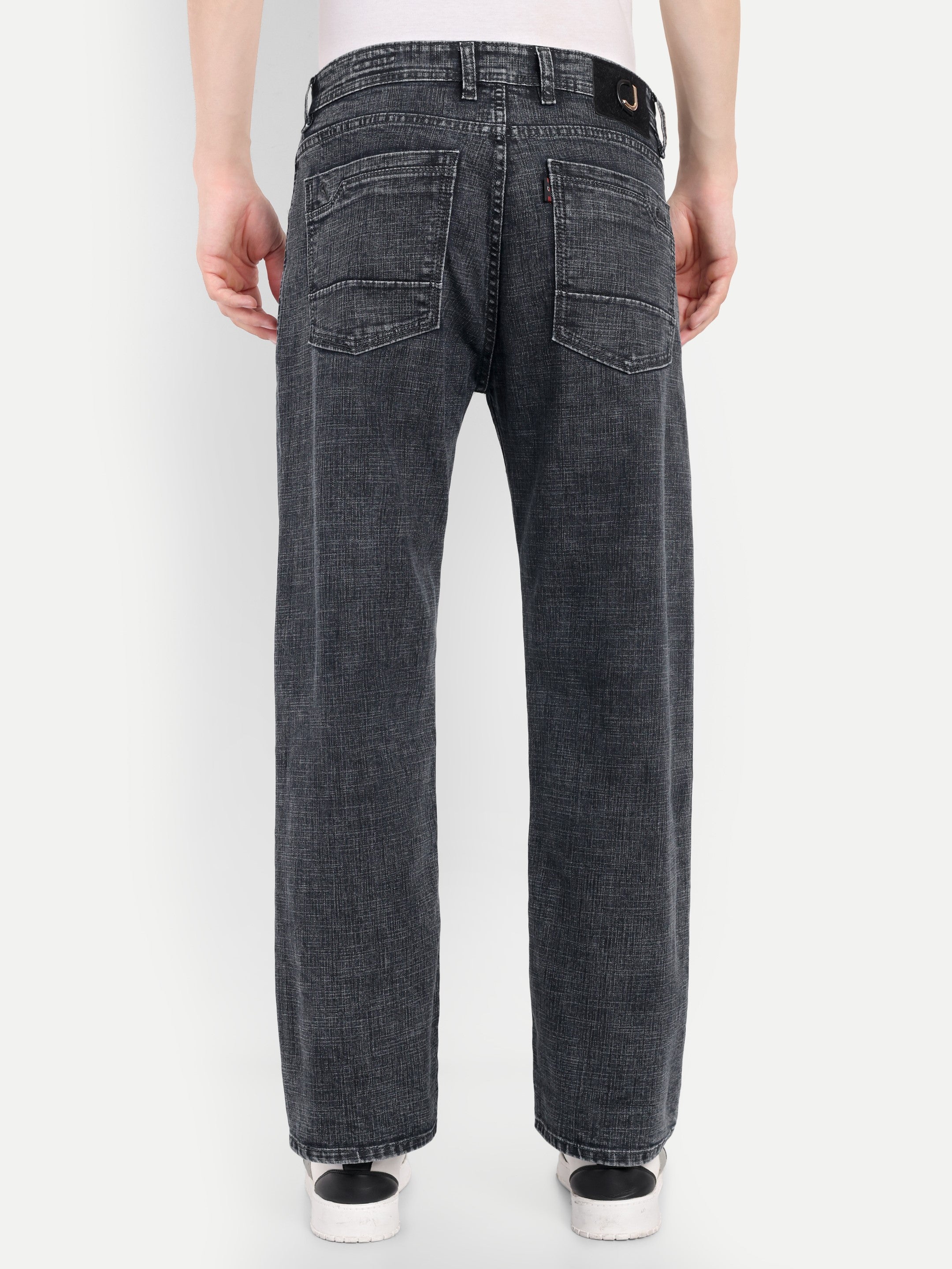 CJ-55690-2-28 || Ash Black Men's Pant Stretchable, mid rise, clean look, 5 pockets, regular length, straight fit