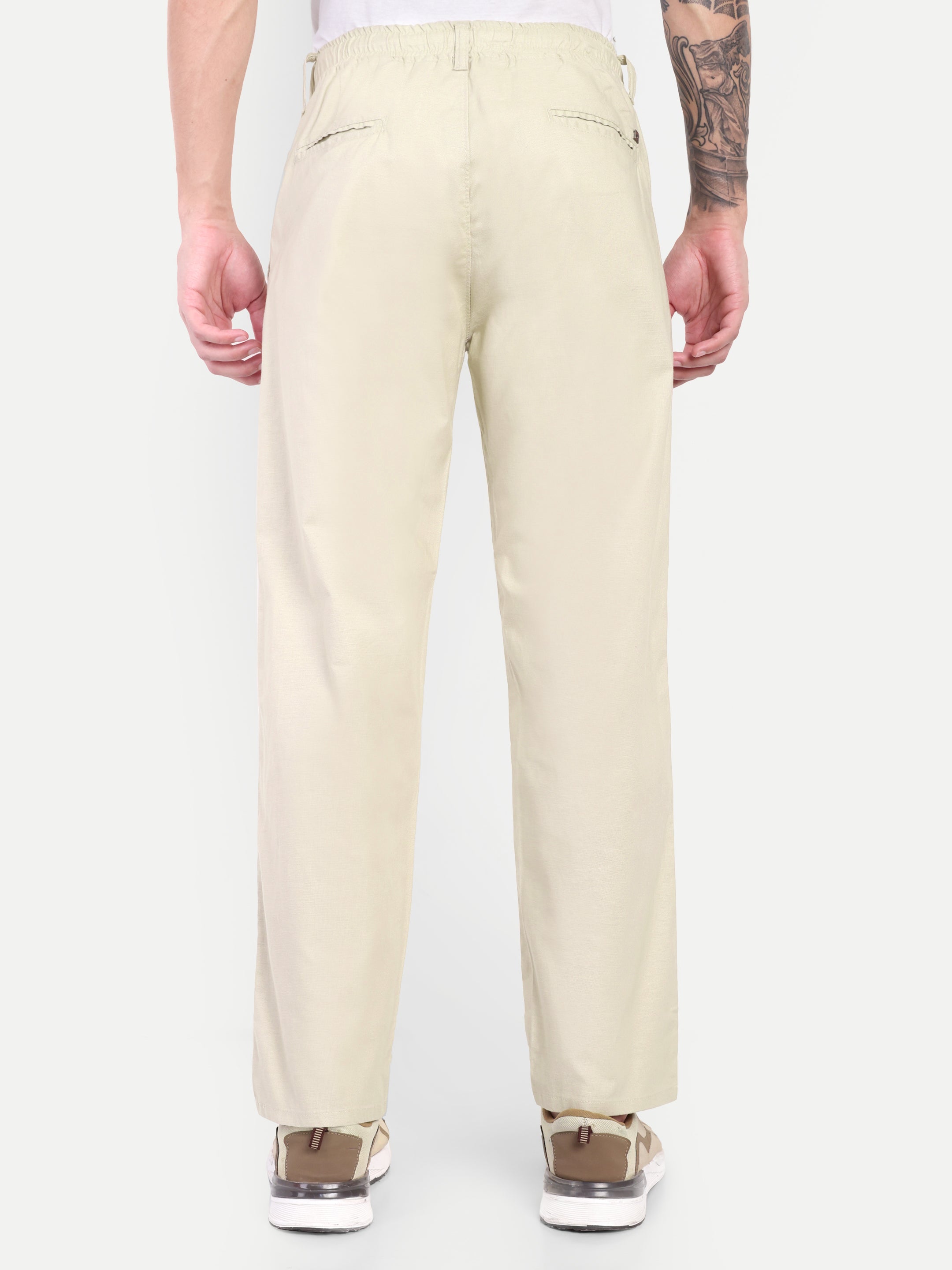 Light Beige Men's Linen Trackpant