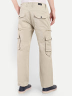 Light Beige Straight Fit Cargos for Men | High GSM