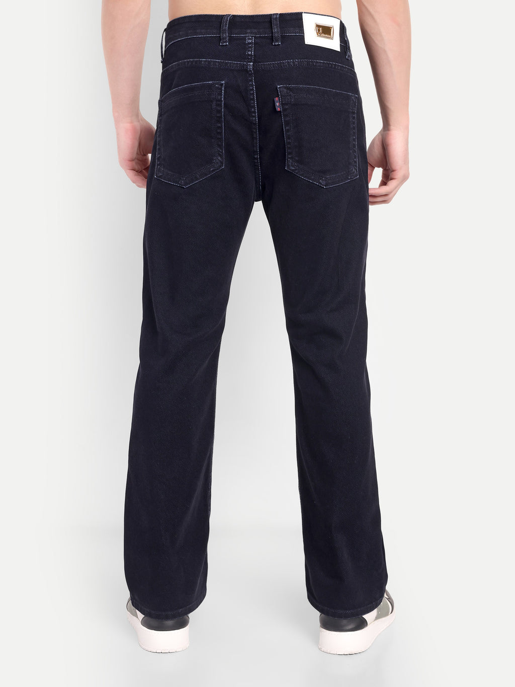 CHEMISTREE Velvet Corduroy Denim Jeans for Men | Premium Fabric | Diagonal Weave | Bootcut Blue-Black