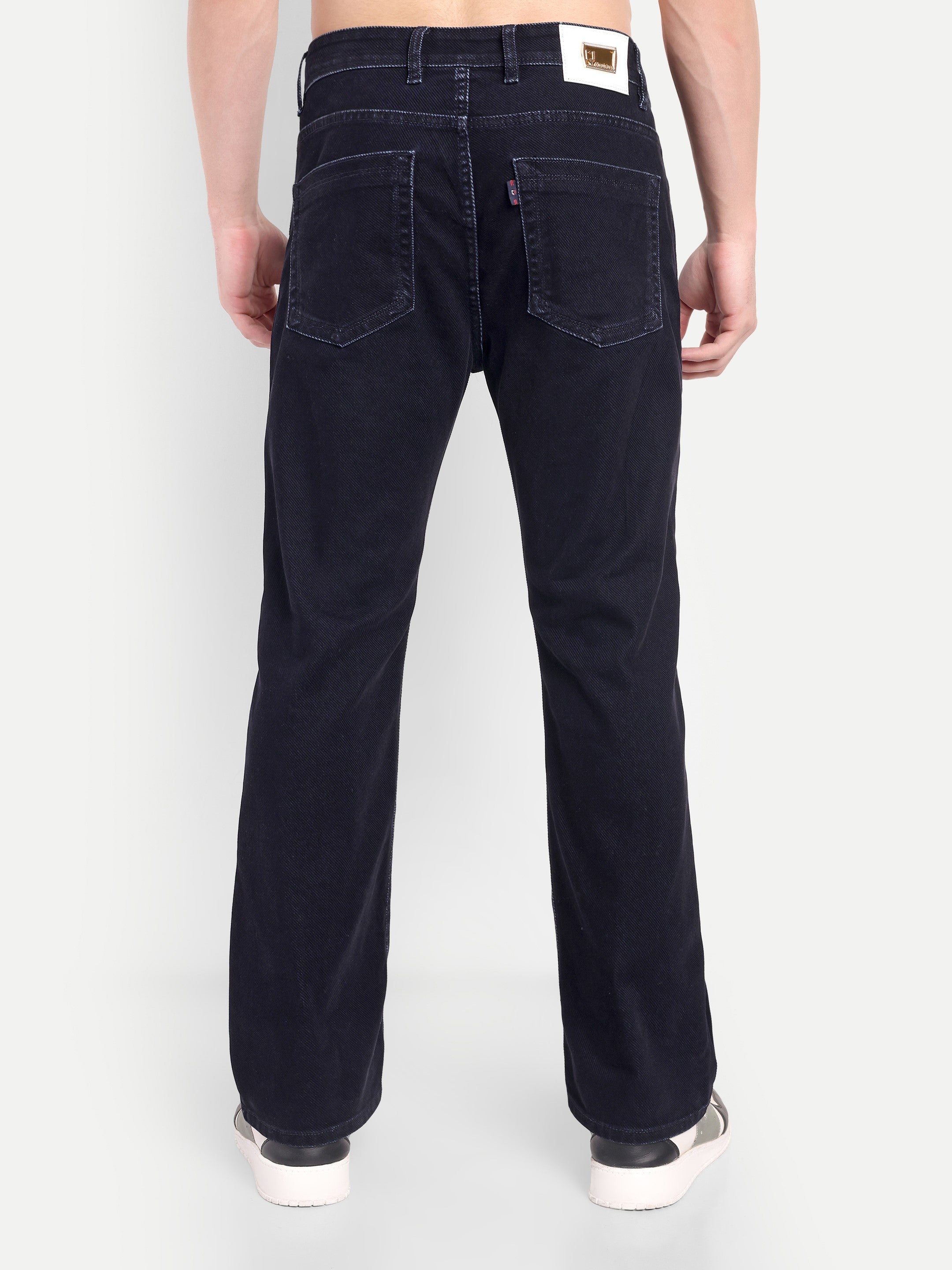 CHEMISTREE Velvet Corduroy Denim Jeans for Men | Premium Fabric | Diagonal Weave | Bootcut Blue-Black