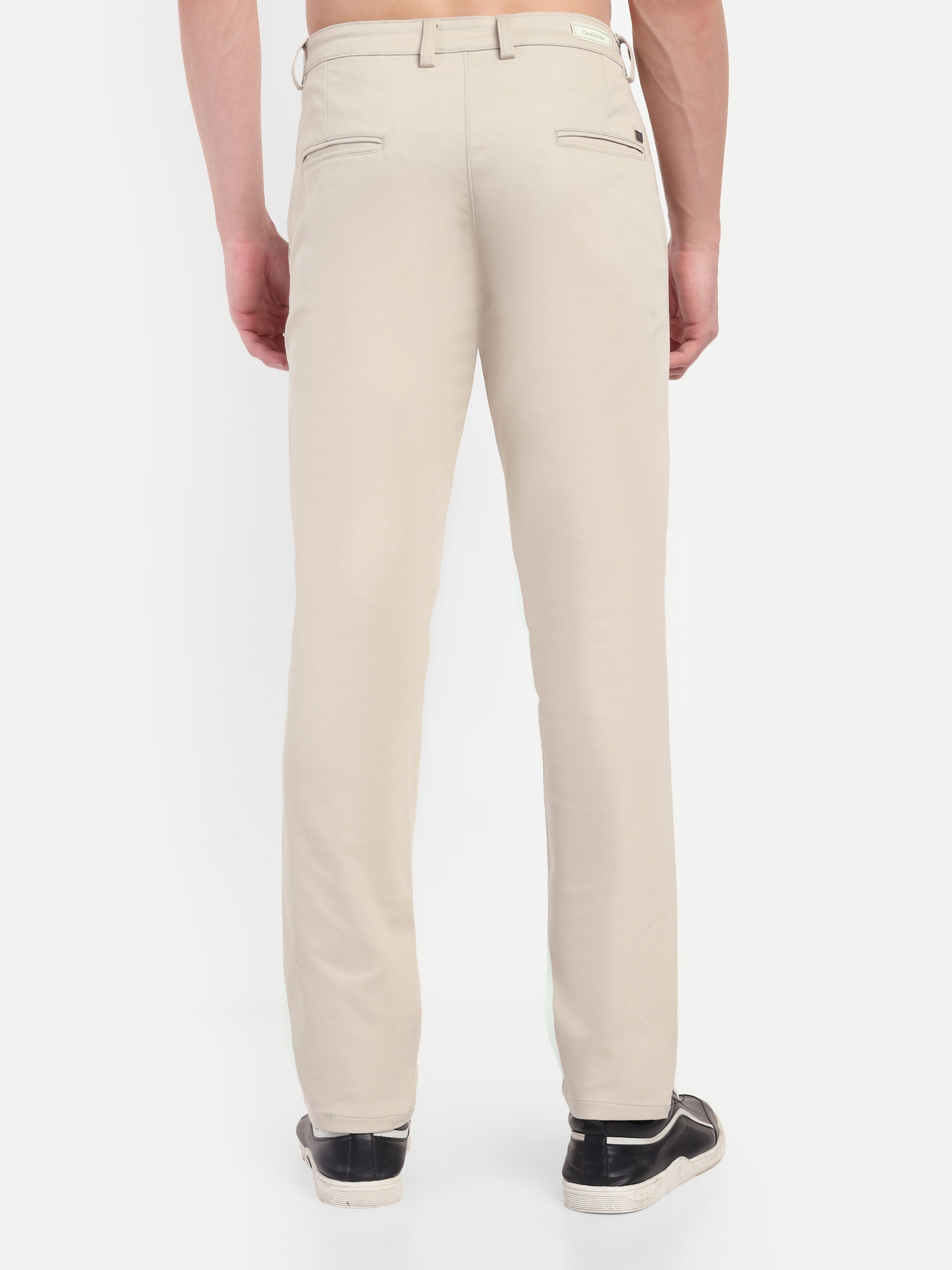 CHEMISTREE Men's Cotton Chinos Pants | 100% Safe Dye | Slim Fit Casual & Office Wear Trousers Bottle Green