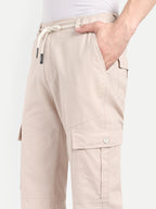 Men’s Off White Utility Cargo Pants with Drawstring Waist