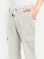 Men’s White Utility Cargo Pants with Drawstring Waist