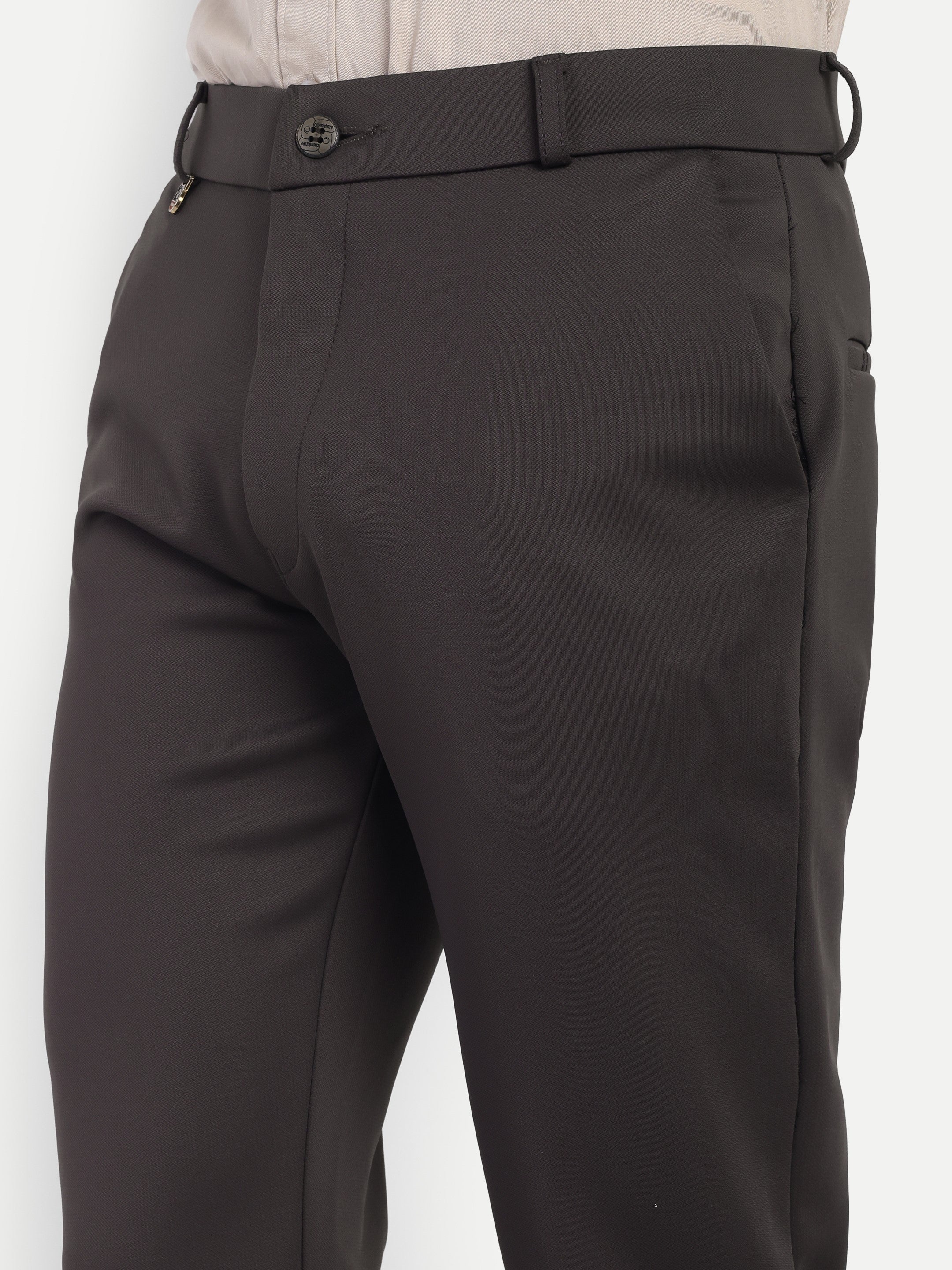 Men’s 4-way Coffee Brown Trousers | Office and Party wear