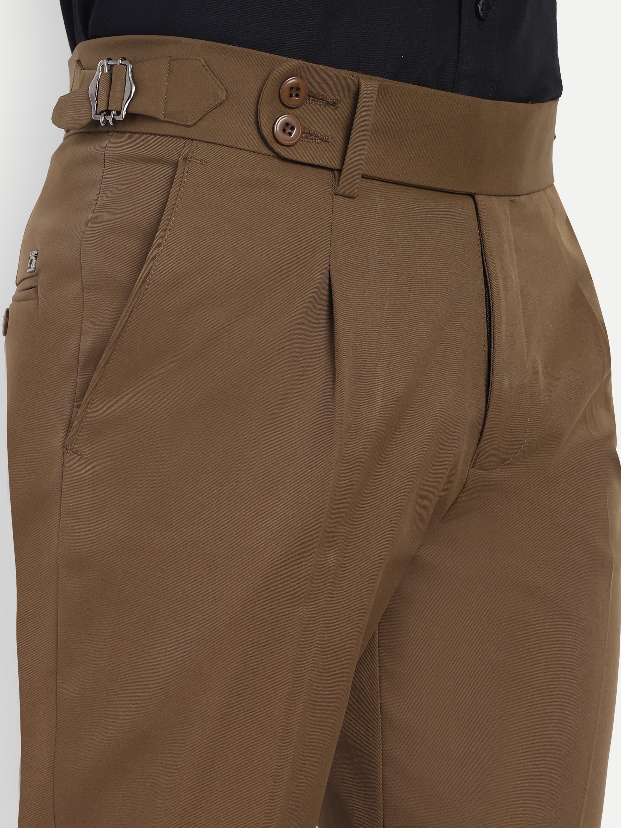 Earth Brown Men's Gurkha trousers | Office & Party Wear | Carrot Fit
