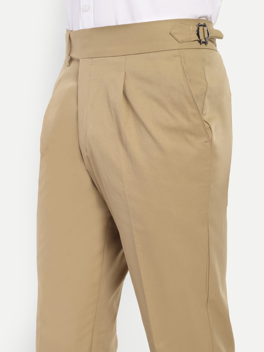 Light Beige Men's Gurkha trousers | Office & Party Wear | Carrot Fit