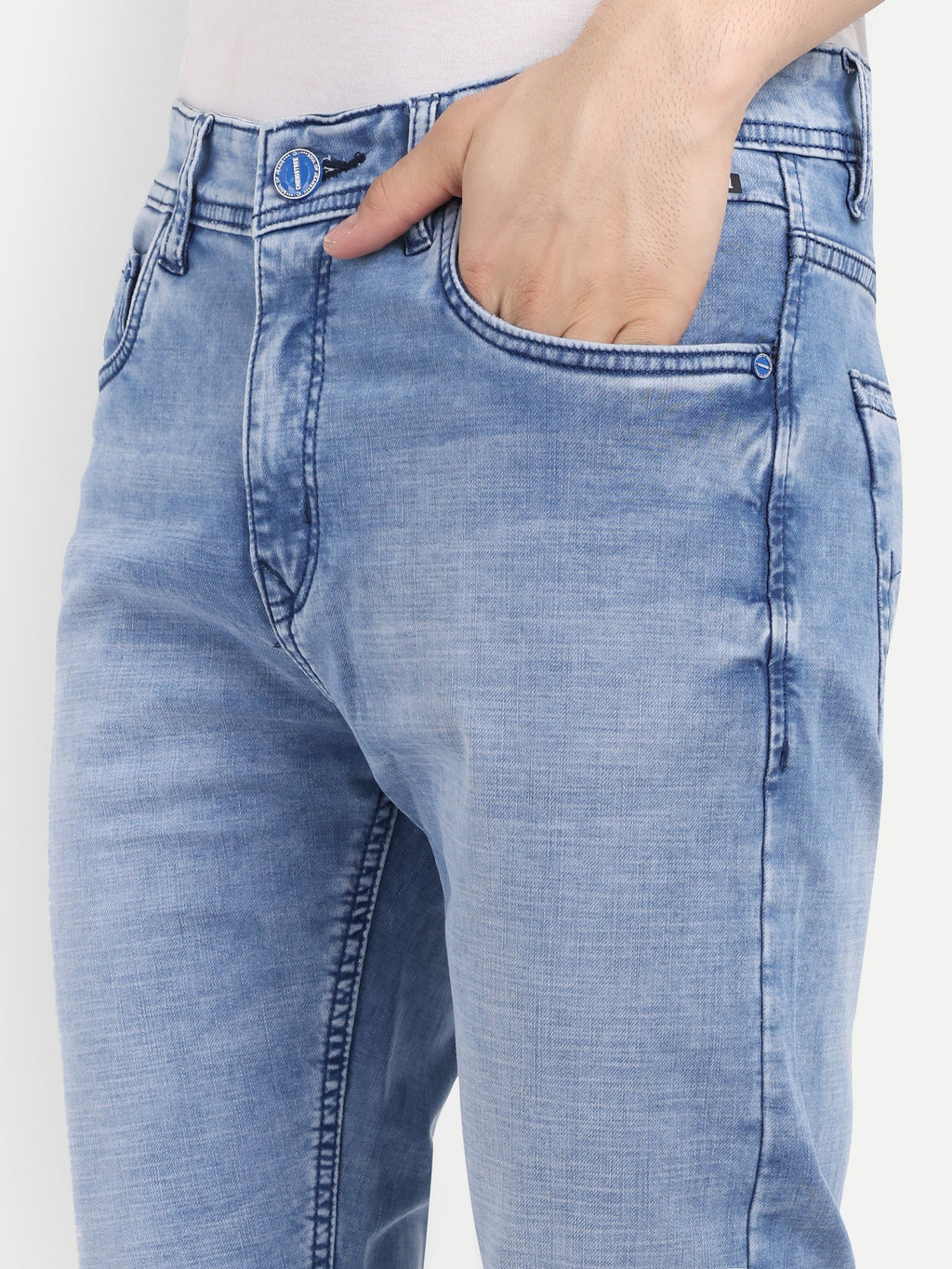 Sky Blue Men's  Stretchable  Pant