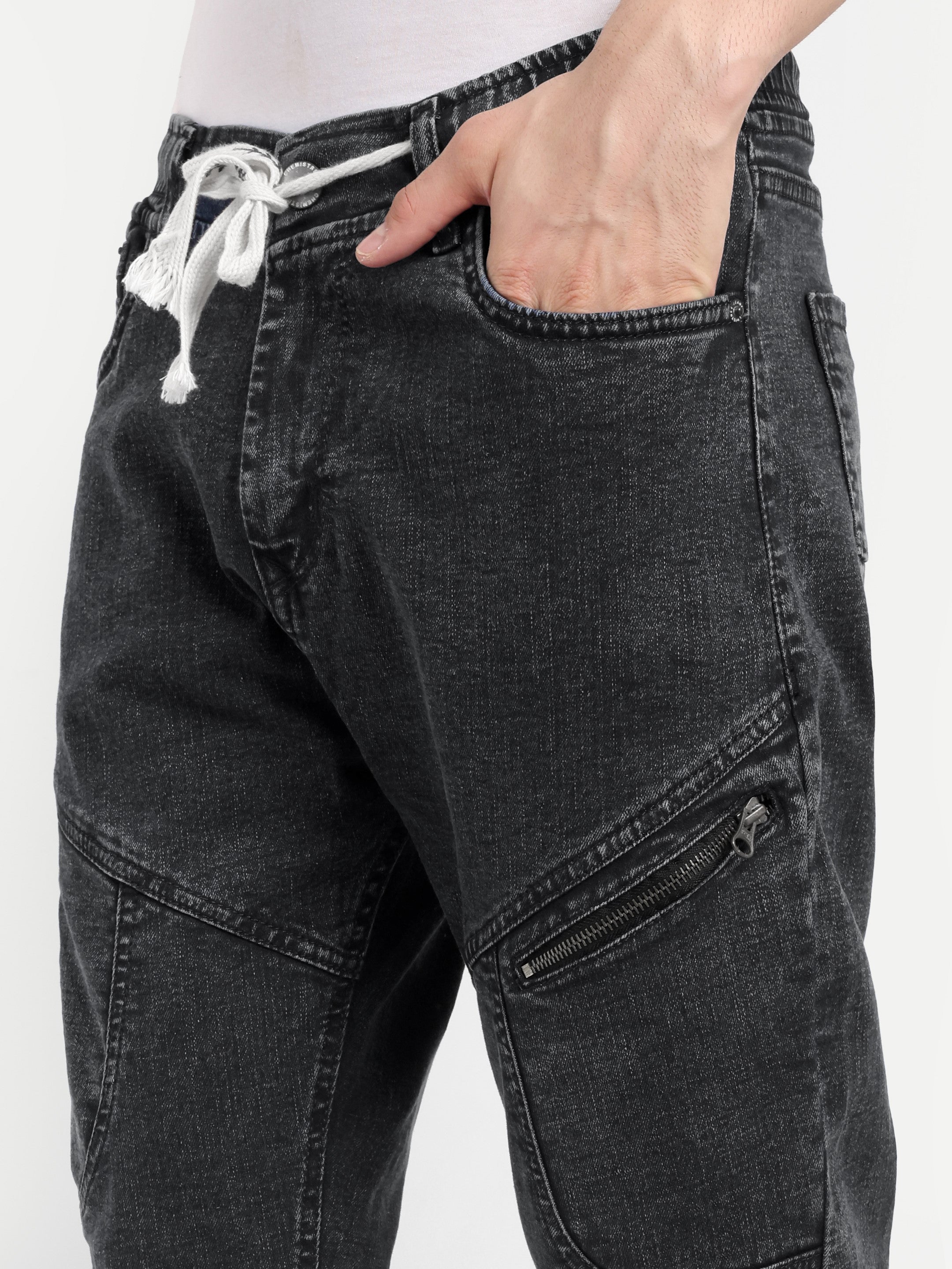 Charcoal Black Men's Surgical Jean | Carrot Fit | 5 pockets + Zipper