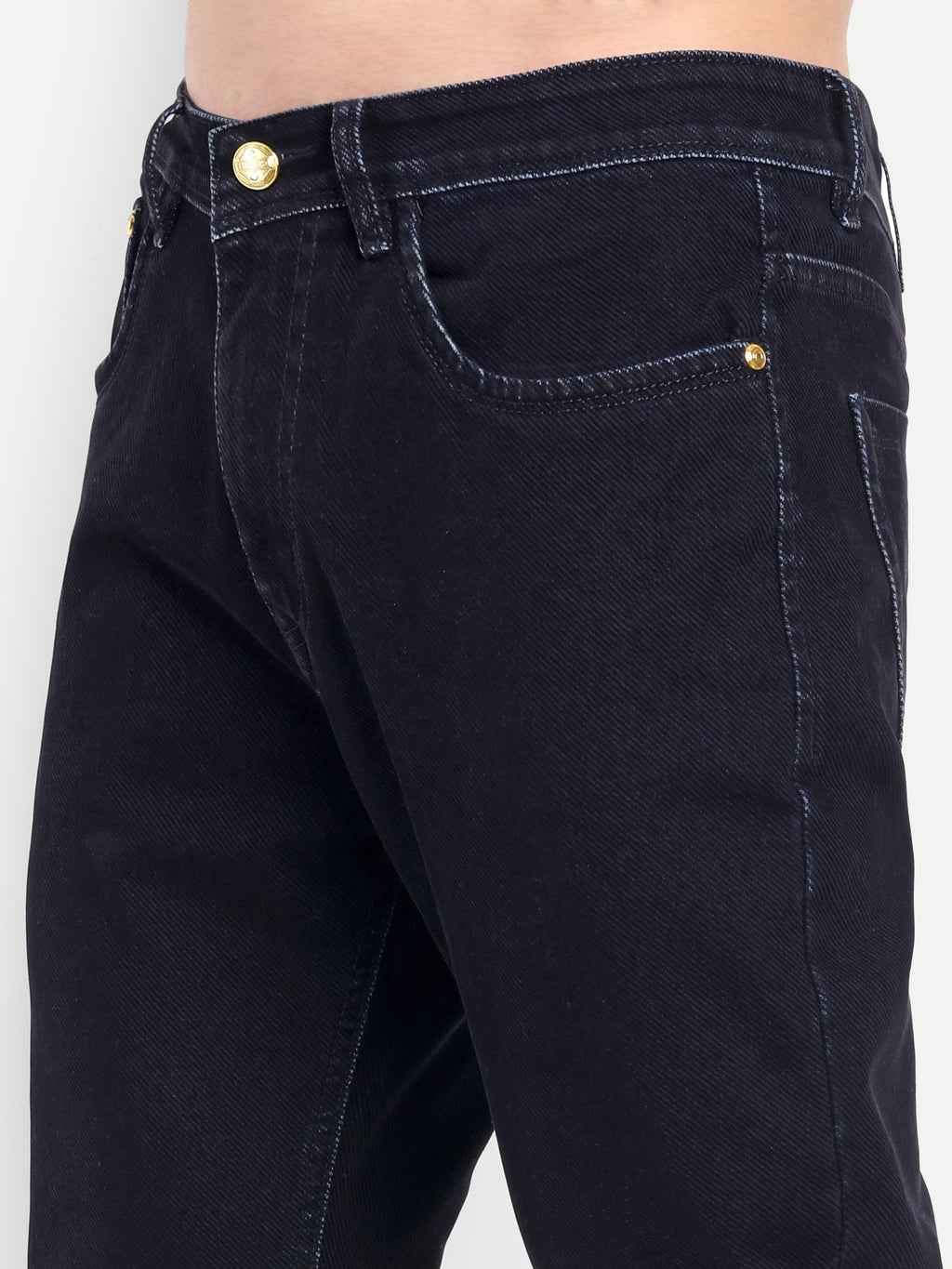 CHEMISTREE Velvet Corduroy Denim Jeans for Men | Premium Fabric | Diagonal Weave | Bootcut Blue-Black
