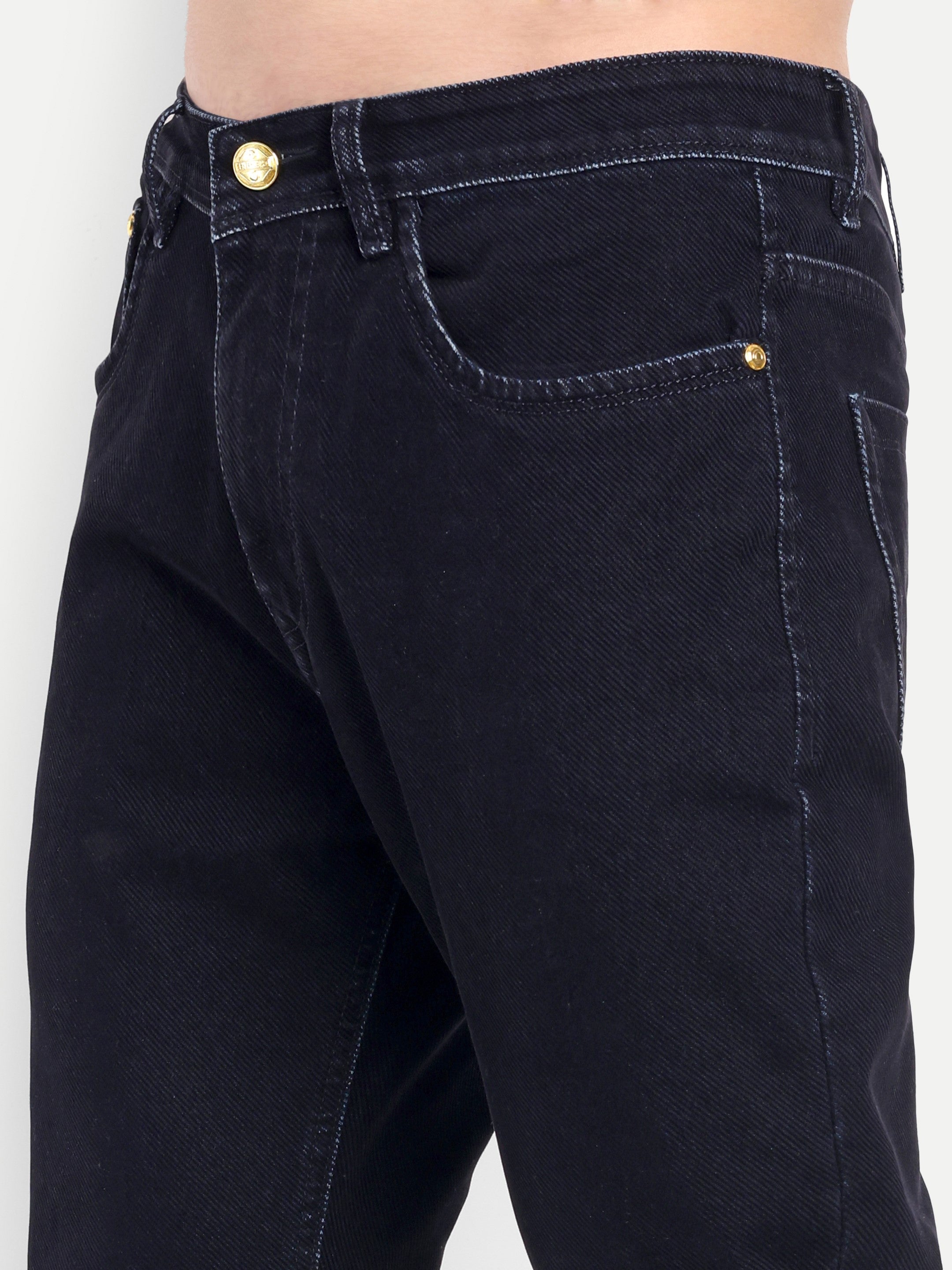 CHEMISTREE Velvet Corduroy Denim Jeans for Men | Premium Fabric | Diagonal Weave | Bootcut Blue-Black