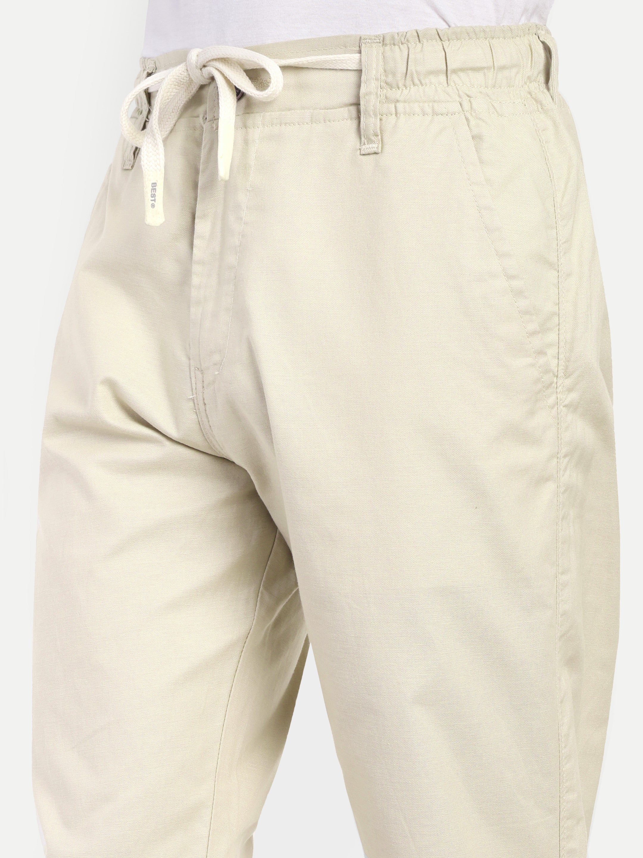 Light Beige Men's Linen Trackpant