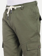 Men’s Olive Green Utility Cargo Pants with Drawstring Waist