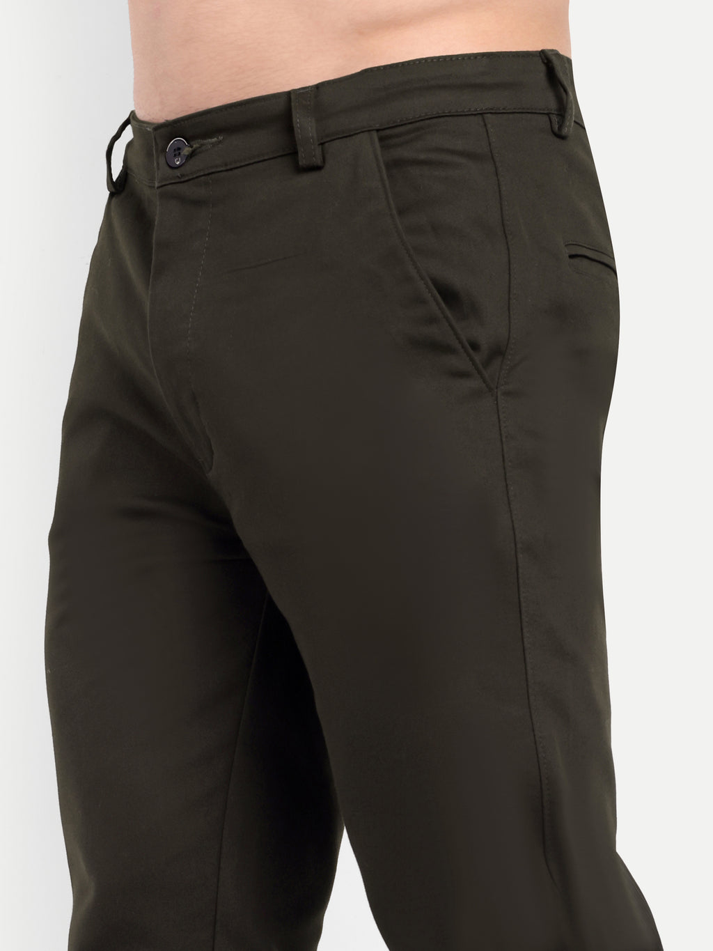CHEMISTREE Men's Cotton Chinos Pants | 100% Safe Dye | Slim Fit Casual & Office Wear Trousers Bottle Green