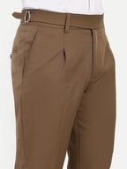 Earth Brown Men's Gurkha trousers| Office & Party Wear | Carrot Fit