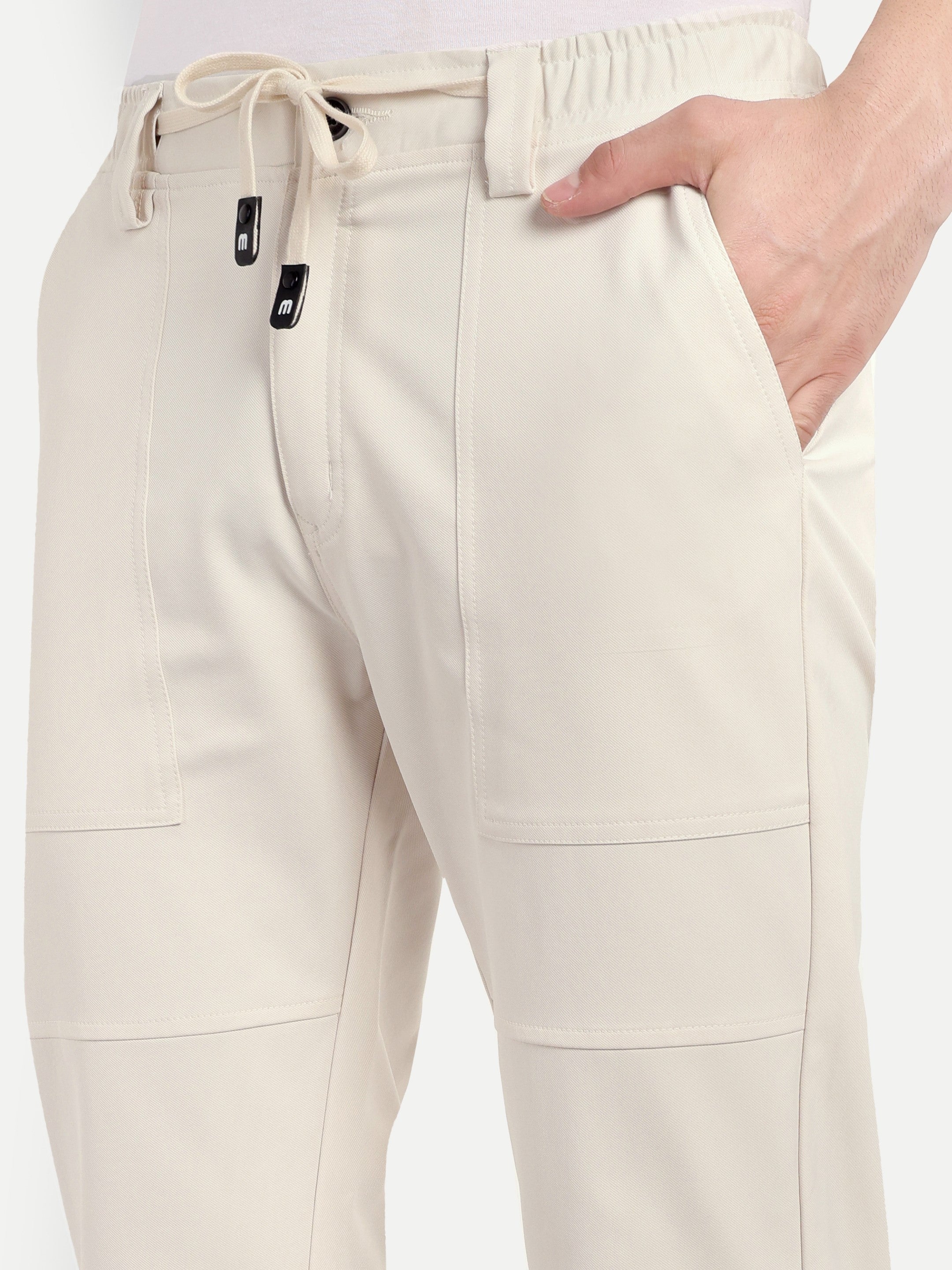 Cream Men's  Stretchable Pant