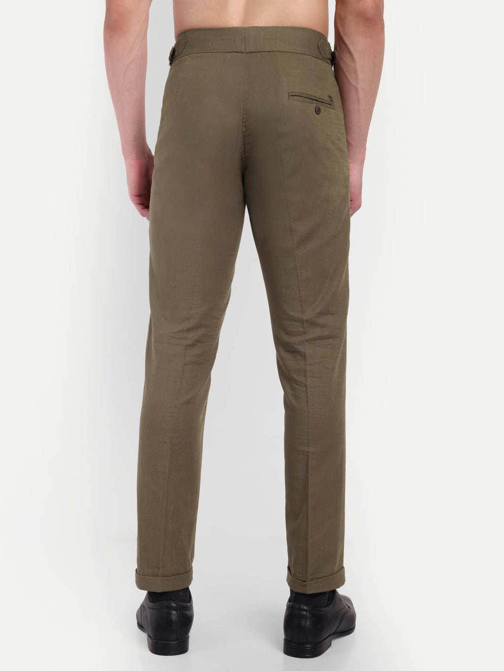 CHEMISTREE Men's Striped Linen Gurkha Pants | Korean Style High Waist Trousers Beige