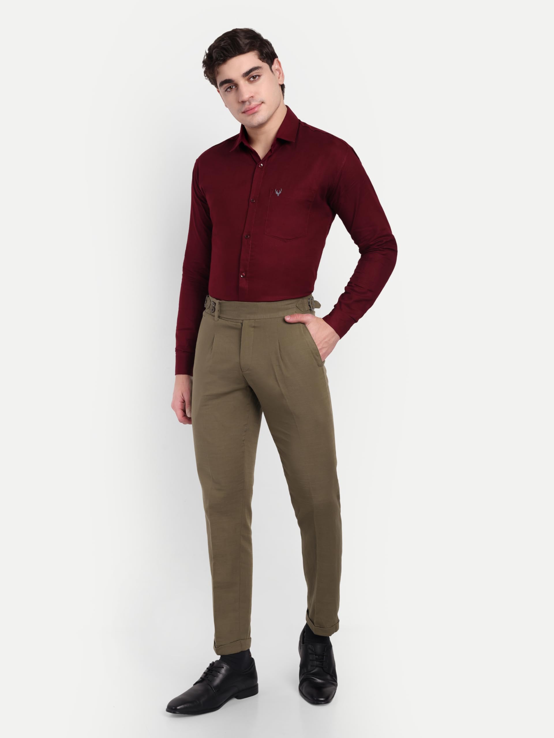 CHEMISTREE Men's Striped Linen Gurkha Pants | Korean Style High Waist Trousers Beige