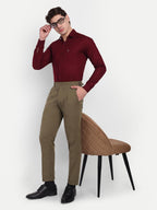 CHEMISTREE Men's Striped Linen Gurkha Pants | Korean Style High Waist Trousers Beige