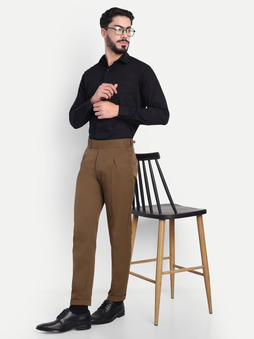 Earth Brown Men's Gurkha trousers | Office & Party Wear | Carrot Fit