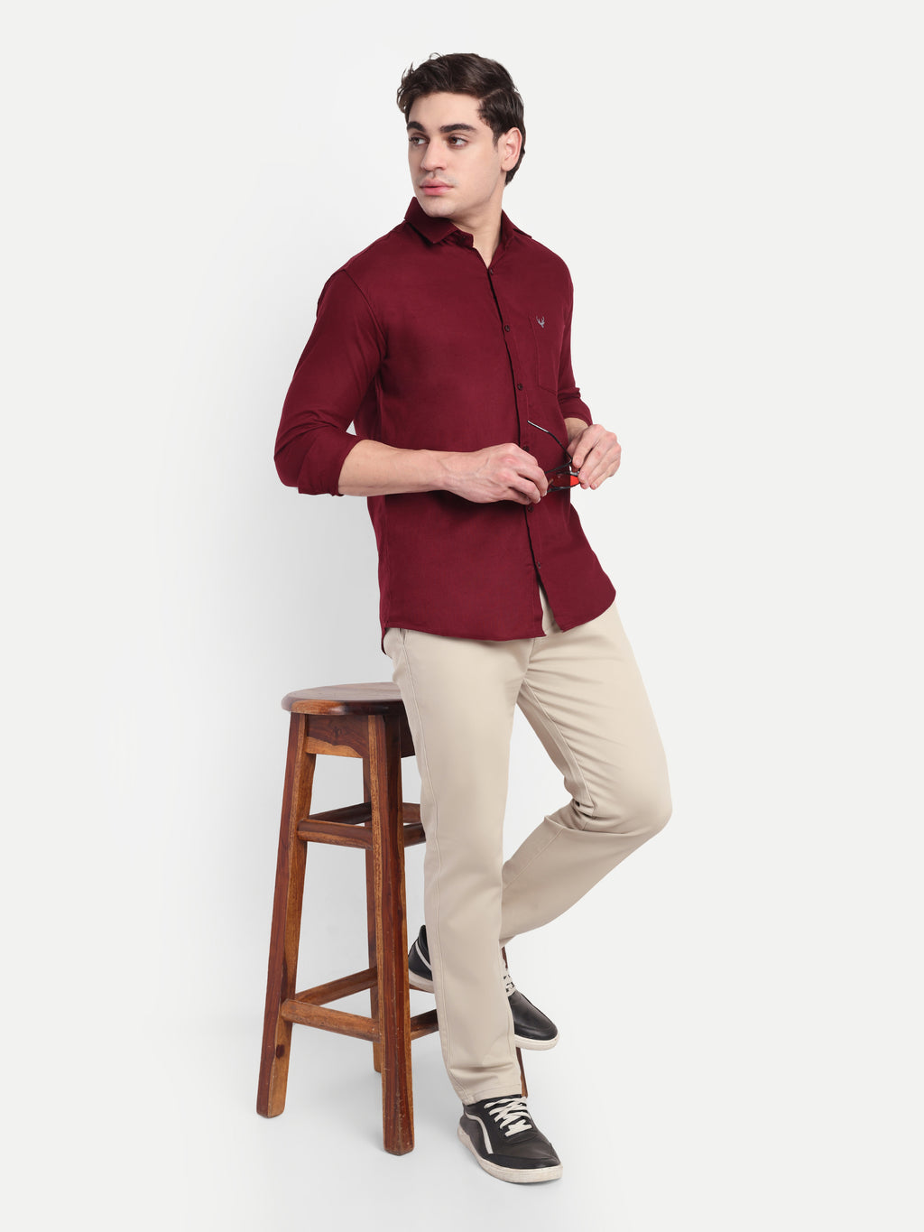 CHEMISTREE Men's Cotton Chinos Pants | 100% Safe Dye | Slim Fit Casual & Office Wear Trousers Bottle Green