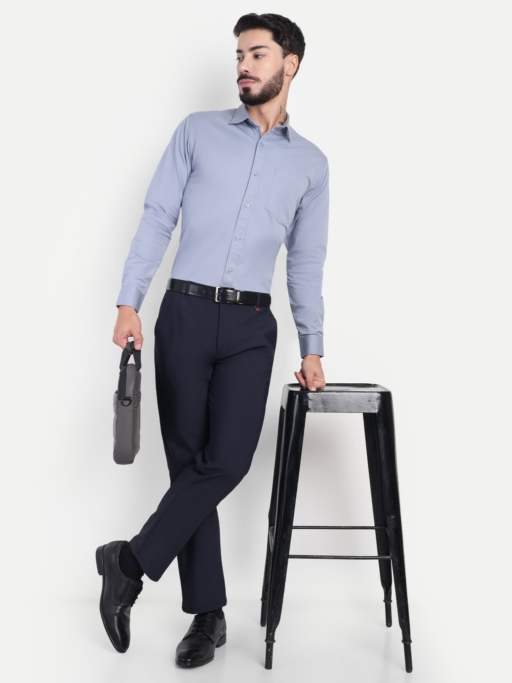 Navy Blue Men's 4-way trousers | party wear & Office Wear