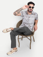 Men’s Grey Utility Cargo Pants with Drawstring Waist