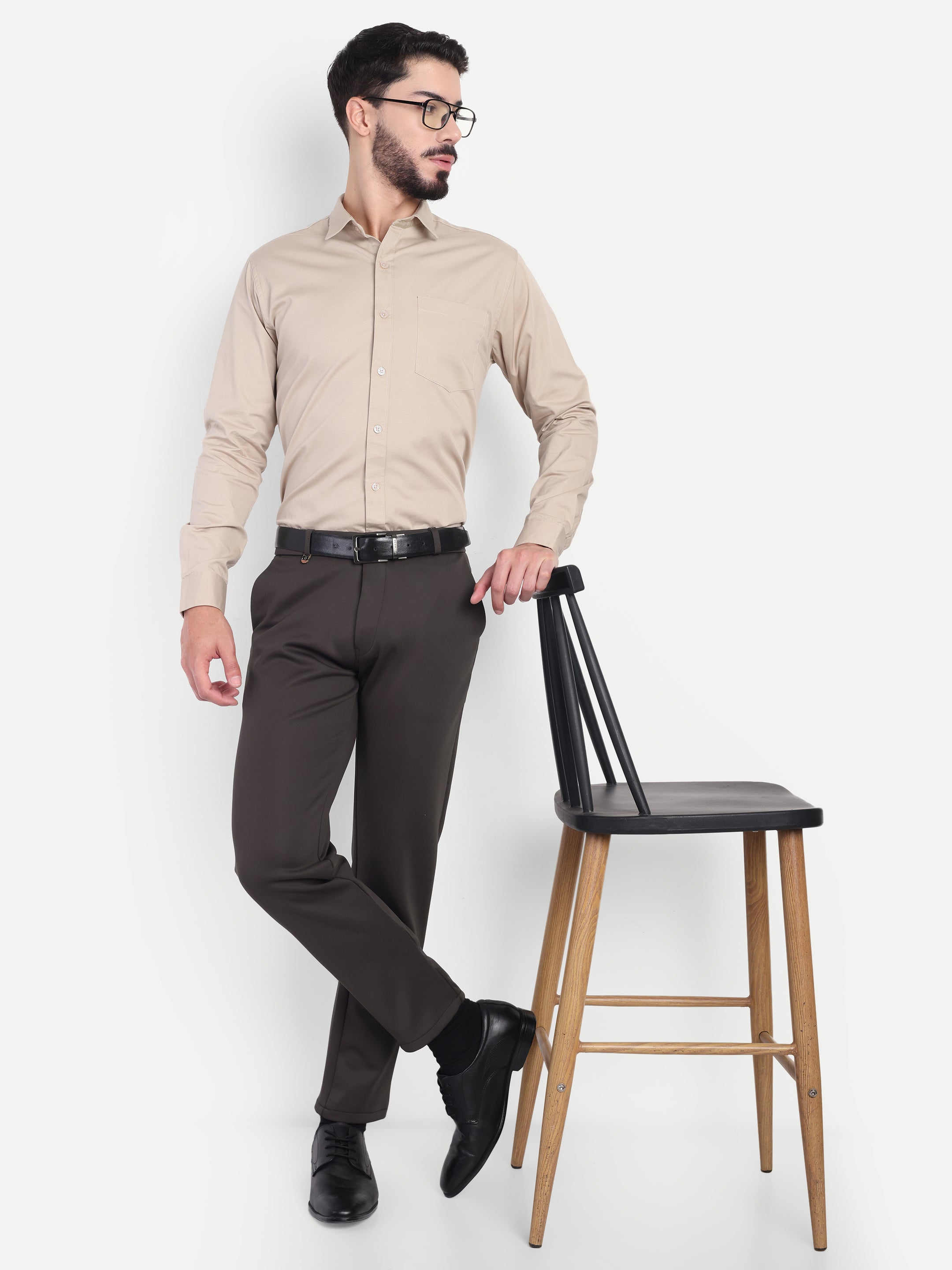 Men’s 4-way Coffee Brown Trousers | Office and Party wear