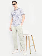 Men’s White Utility Cargo Pants with Drawstring Waist