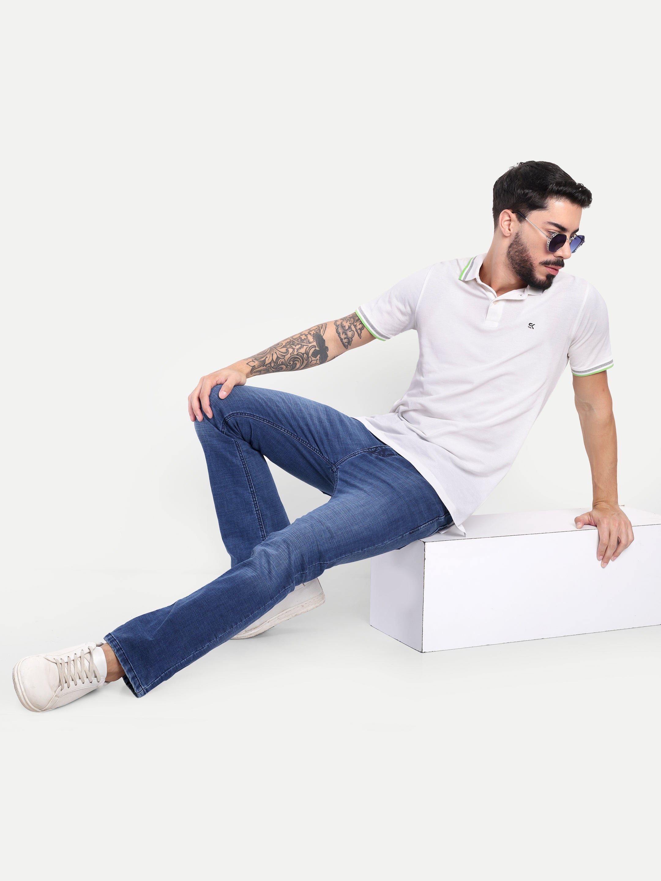 Men's  Deep Blue  Bell Bottom  jeans