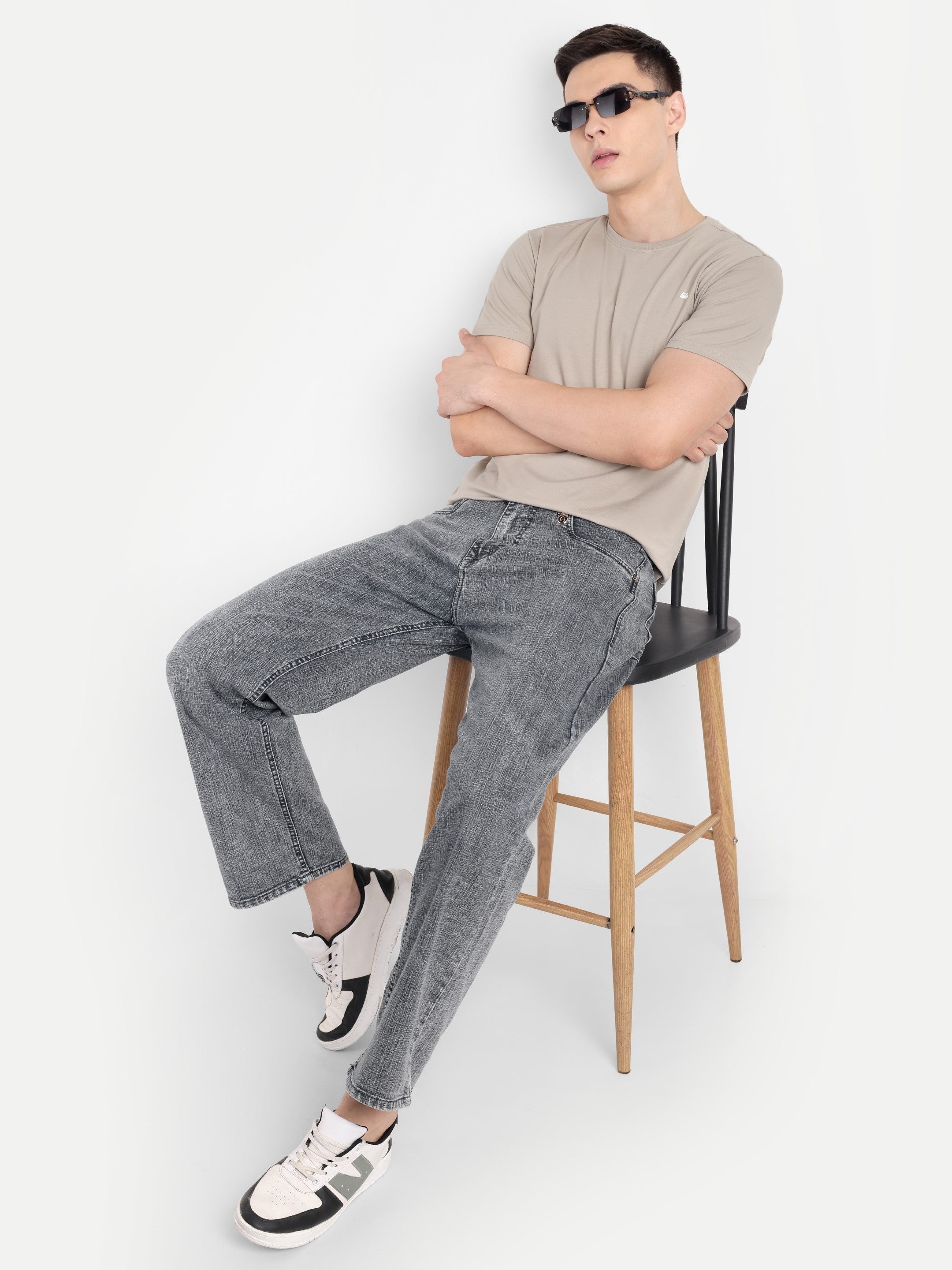 Grey-Black  Regular Straight Trouser