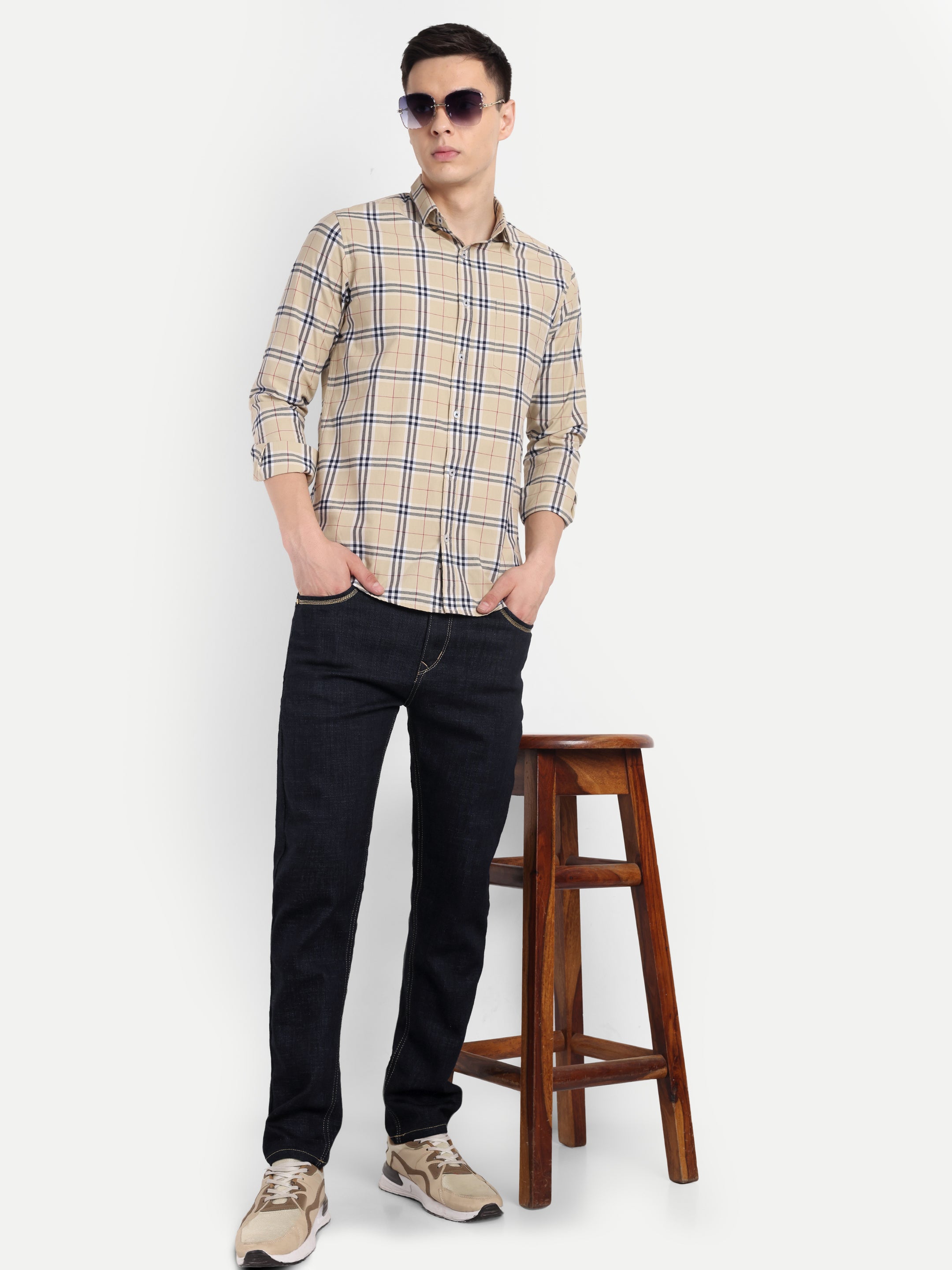 Blue Black Men's  Stretchable  Pant