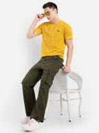 Olive Green straight fit cargo for men | High GSM
