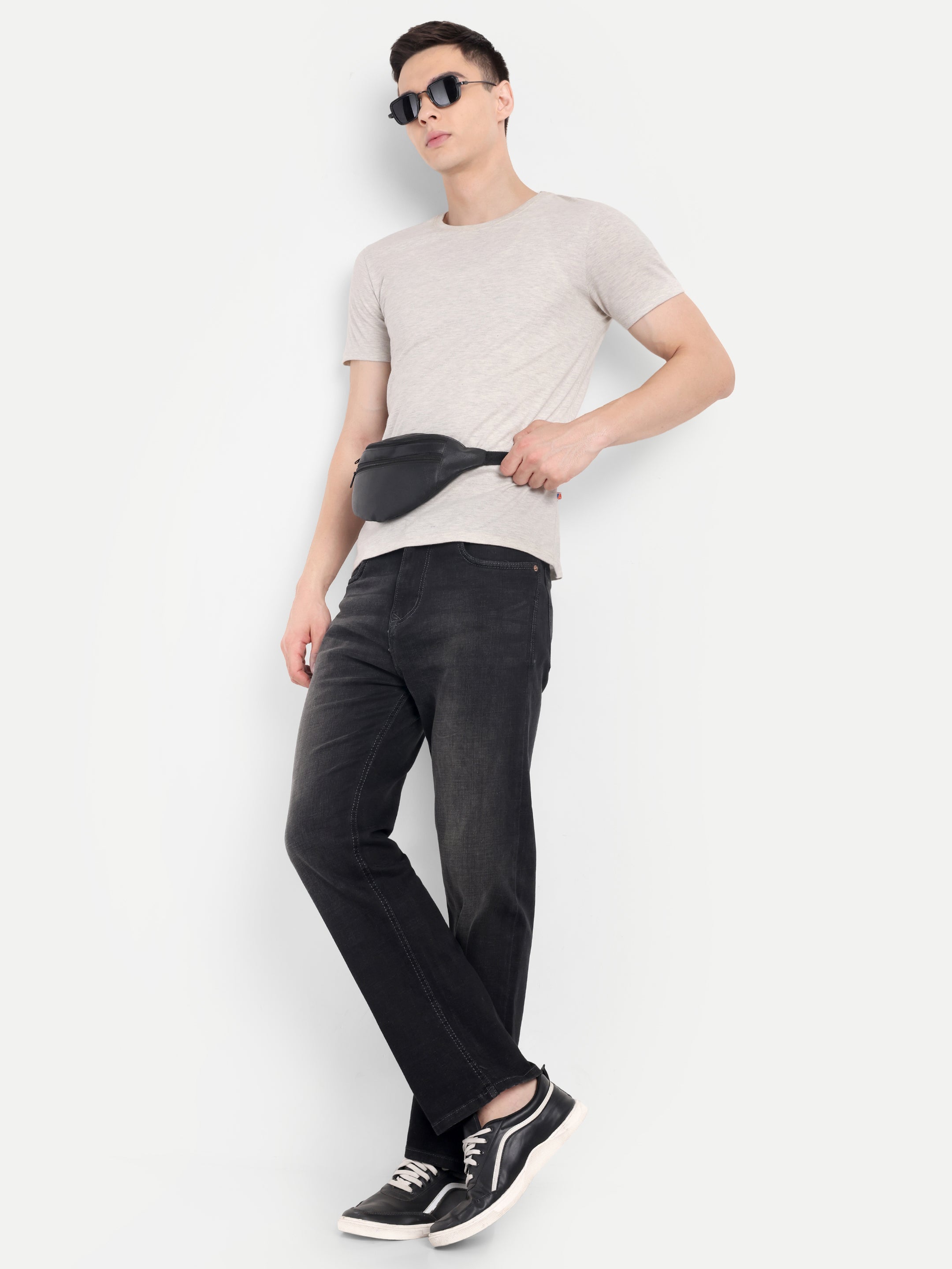 Charcoal Black Men's  Stretchable Pant