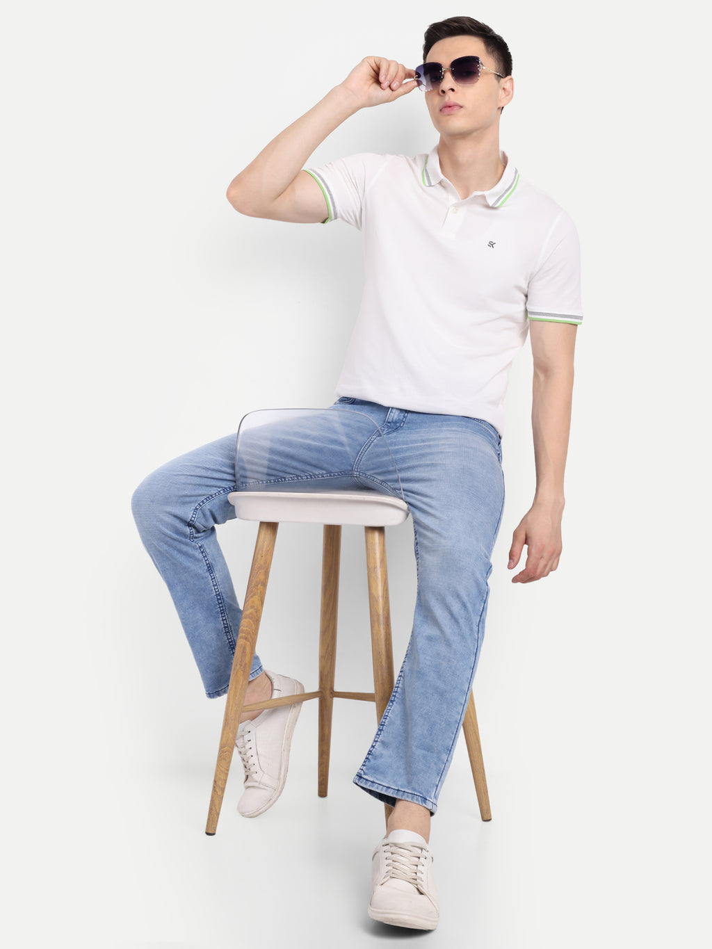 Sky Blue Men's  Stretchable  Pant