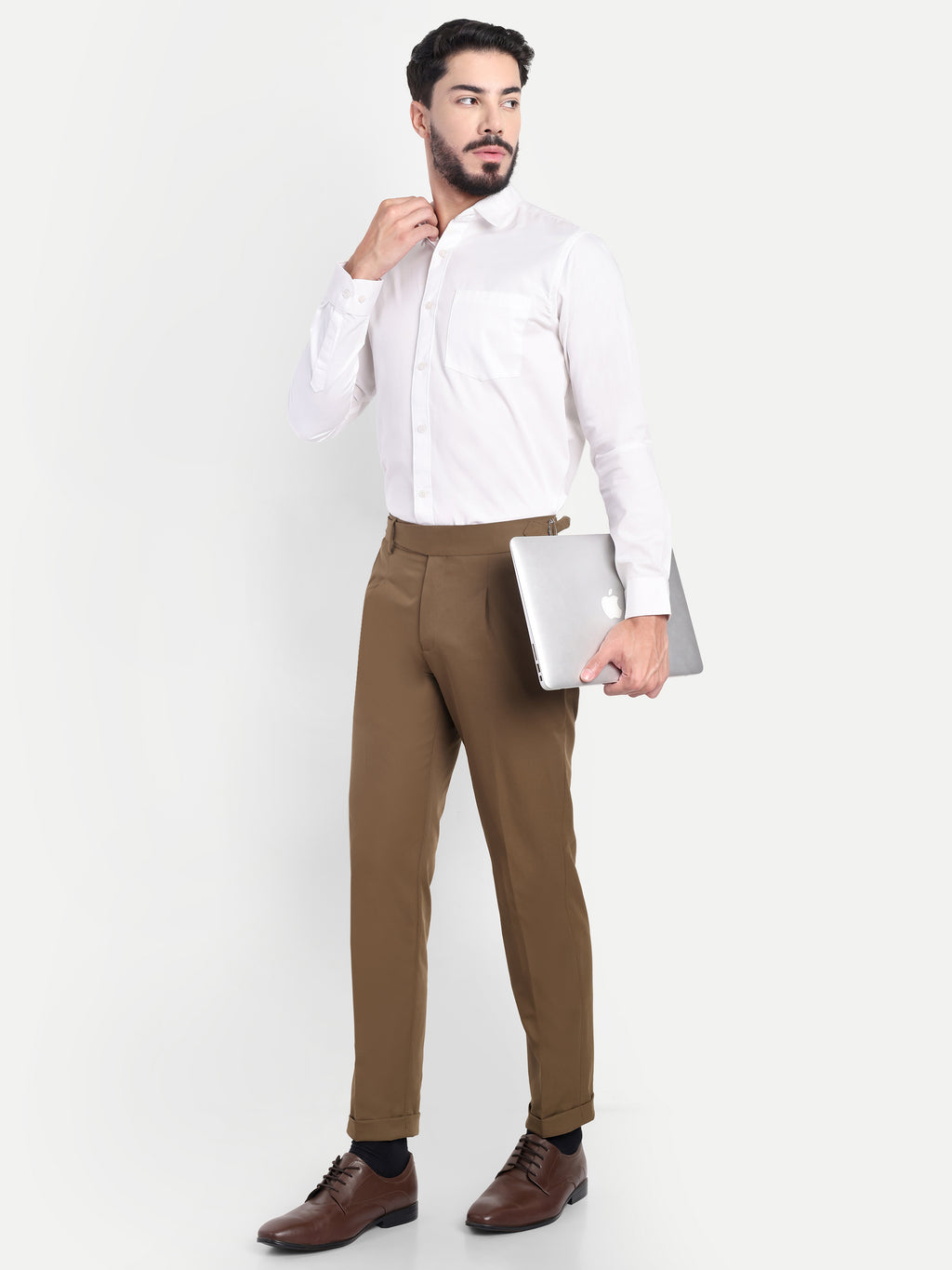 Earth Brown Men's Gurkha trousers| Office & Party Wear | Carrot Fit