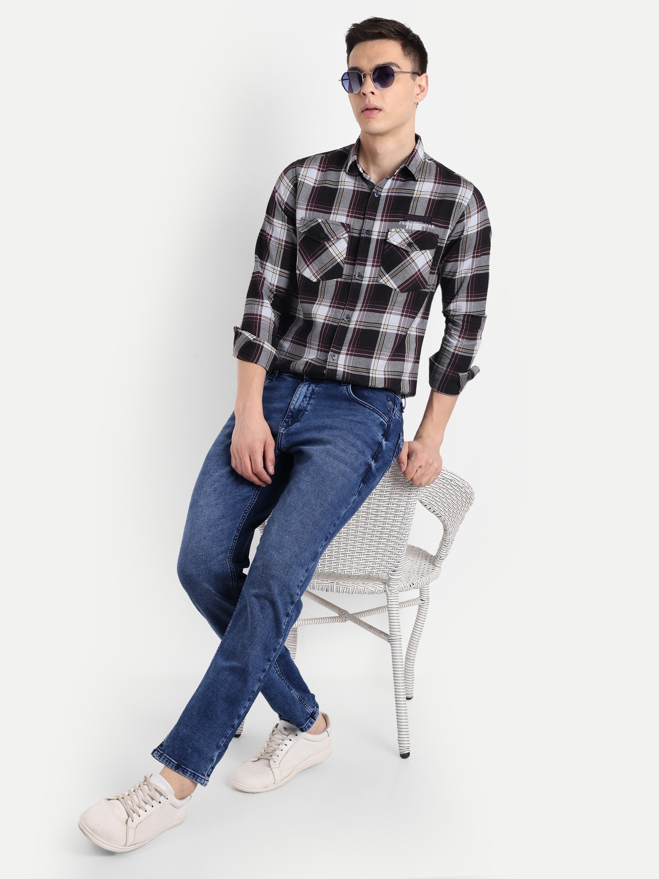 Vintage Blue Men's Pant Stretchable