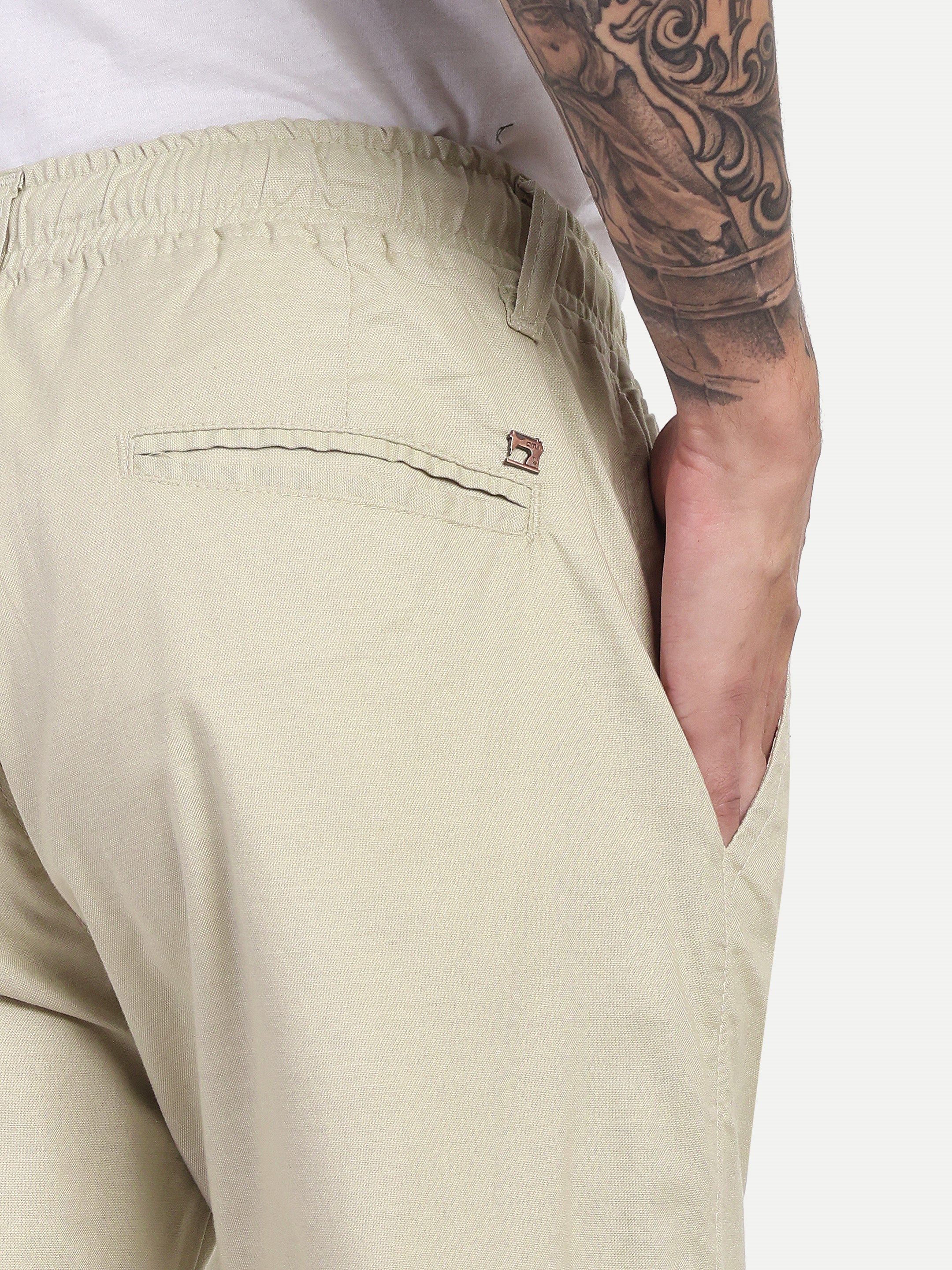 Light Beige Men's Linen Trackpant