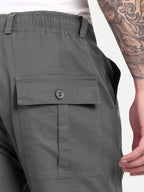 Men’s Grey Utility Cargo Pants with Drawstring Waist